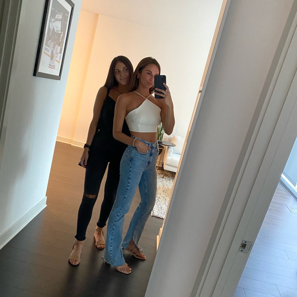 ZARA CROP TIE BACK TOP, included pics of top on